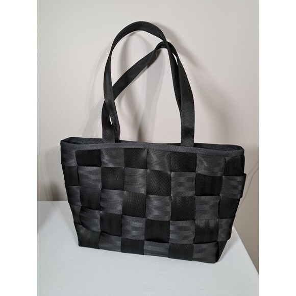 Harveys The Original Seatbelt Bag Purse Tote Satchel Black Double Straps - Picture 1 of 14